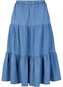 Volangskjørt i denim, bonprix