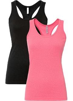 Ribbestrikket tanktopp, 2-pack, RAINBOW