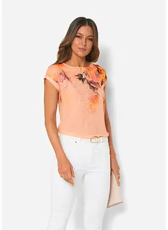 Trikotbluse med blomstertrykk, bonprix