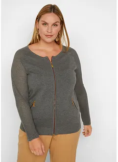 Cardigan med glidelåslommer, bonprix