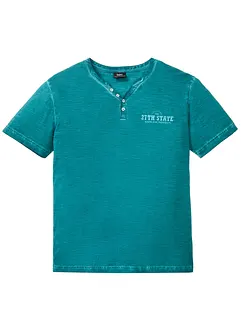 Kortermet Henley T-shirt i vasket optikk, bonprix