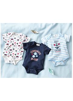 Kortermet baby-body av økologisk bomull (3-pack), bpc bonprix collection