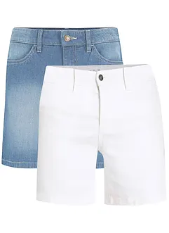 Denimshorts Slim Fit Mid Waist, 2-pack, bonprix