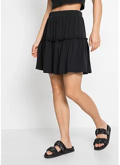 Jerseyskjørt i viskosemiks med volang, bonprix