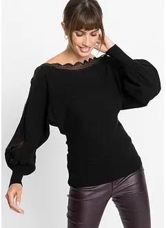 Finstrikket genser med blonde, bonprix