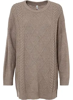 Oversized genser med flettemønster, bonprix