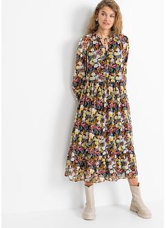 Maxikjole med resirkulert polyester og blomstertrykk, RAINBOW