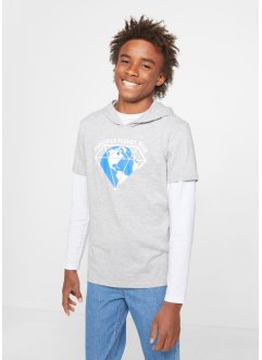 T-shirt for barn og langermet topp laget av økologisk bomull (2-delt sett), bpc bonprix collection