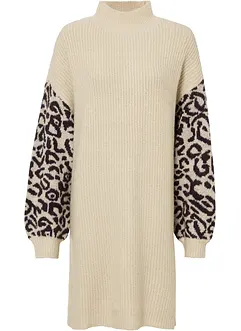Oversized strikket kjole med leo-mønster, bonprix