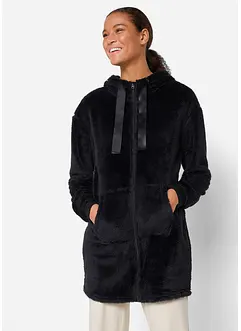 Loungewear langermet fleece-kosejakke med hette, bonprix