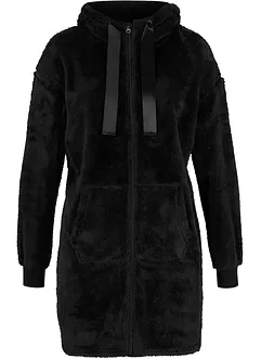 Loungewear langermet fleece-kosejakke med hette, bonprix