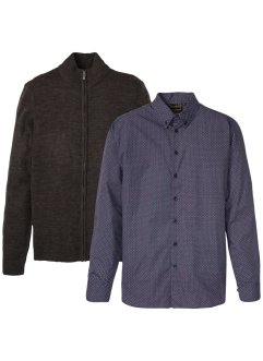 Strikkejakke og skjorte (2-delt sett), bpc selection