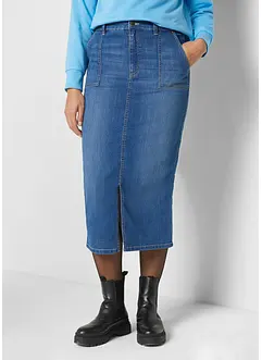 Jeansskjørt med splitt, bonprix