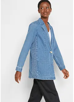 Oversized lang jeansblazer med smock-innfelling på siden, bpc bonprix collection