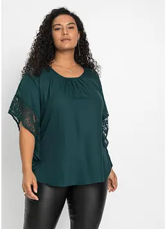 Bluse med blondedetaljer, bonprix