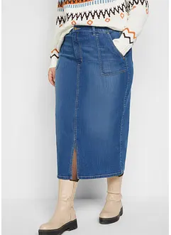 Jeansskjørt med splitt, bonprix