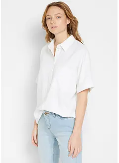 Oversized bluse med kort arm og lin, bonprix