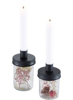 Lysholdere med tørkede blomster i glass (2-delt sett), bpc living bonprix collection