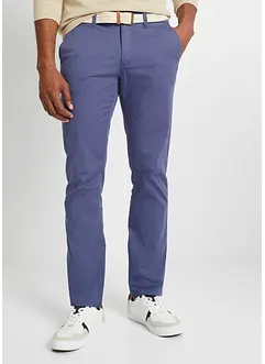 Regular Fit-chinos i materiale med stretch, komfortsnitt og belte, Straight, bonprix