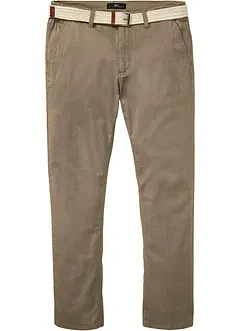 Regular Fit-chinos i materiale med stretch, komfortsnitt og belte, Straight, bonprix