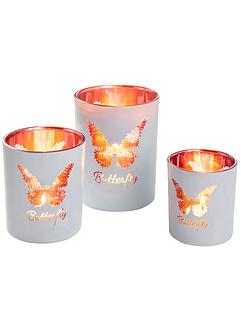 Telysholder med sommerfugl (3-delt sett), bpc living bonprix collection