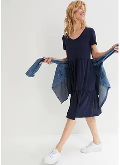 Trikotkjole med strukturmønster, i viskosemiks, bonprix