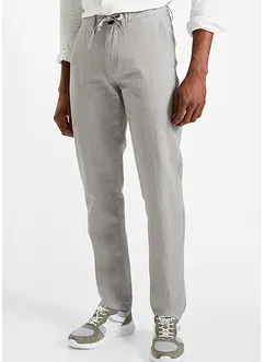 Regular Fit-pull on-bukse i chinos-modell med lin, Straight, bonprix