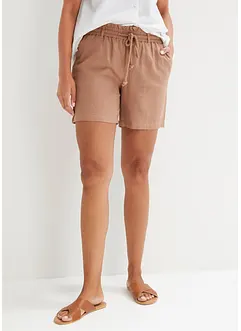 Paperbag-shorts med lin, bonprix