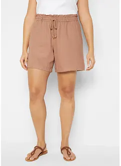 Paperbag-shorts med lin, bonprix