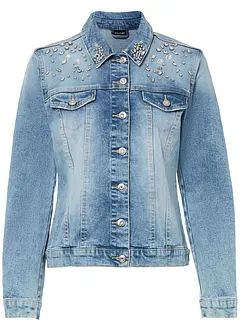 Jeansjakke med strass, bonprix