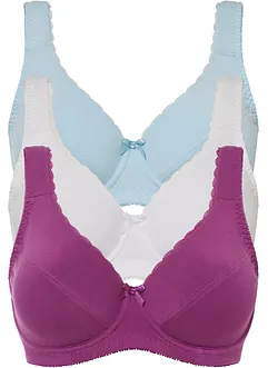 BH med bøyle og økologisk bomull (3-pack), bonprix