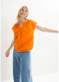 Blusetopp av musselin i 100% bomull, bonprix