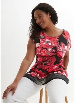 Lang topp med chiffon, bonprix