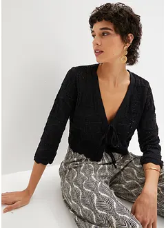 Bolero med hullmønster og 3/4-lange ermer, bonprix