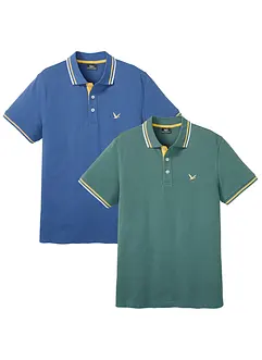 Piké-poloskjorte i 100% bomull (2-pack), bonprix