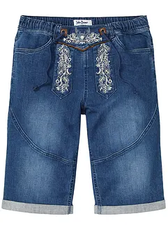 Stretch-jeansbermuda med broderi, Regular Fit, bonprix