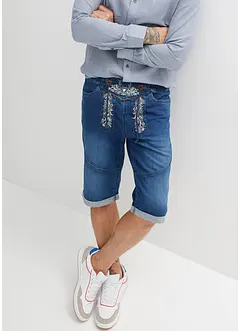 Stretch-jeansbermuda med broderi, Regular Fit, bonprix