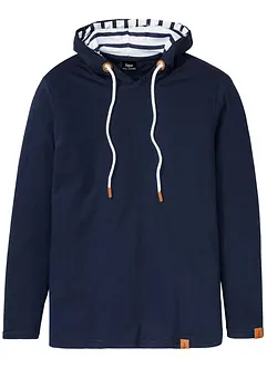 Langermet shirt med hette, av økologisk bomull, bonprix