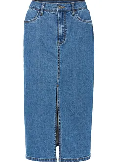 Langt jeansskjørt med plitt, av Positive Denim #1 Fabric, bonprix