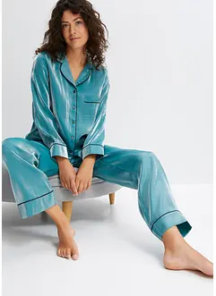 Sateng-pyjamas med blank overflate, bonprix