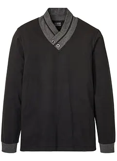 Langermet shirt med sjalskrage, Slim Fit, bonprix