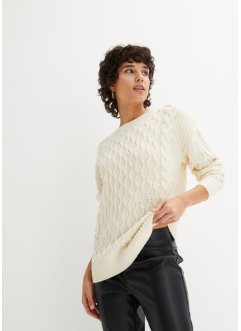 Strikket genser med flettemønster, bpc bonprix collection