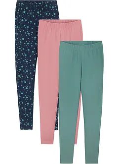 Leggings i elastisk materialmiks med økologisk bomull (3-pack), bonprix