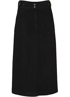 Jeansskjørt med påsydde lommer, A-fasong, bonprix