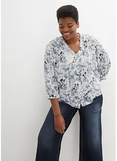 Crinkle-bluse, 3/4-lang arm, Turn-up, bonprix