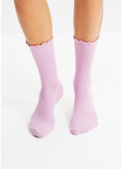 Ribbestrikkede sokker (4-pack) med rysjekant, med økologisk bomull, bpc bonprix collection