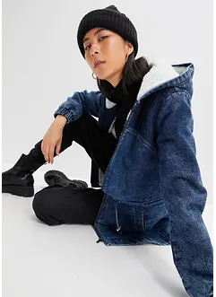 Jeans-parkas med teddypels, bonprix