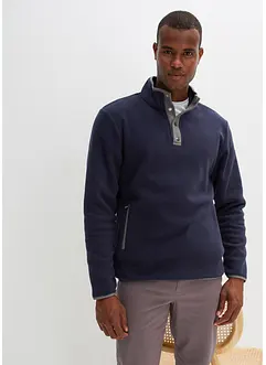 Fleecegenser med kort knappestolpe, praktiske lommer og fine kontrastdetaljer, bonprix