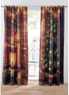 Lystett gardin med juleprint (2-pack), bonprix