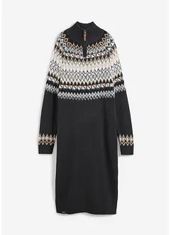 Strikket kjole med koftemønster, bonprix